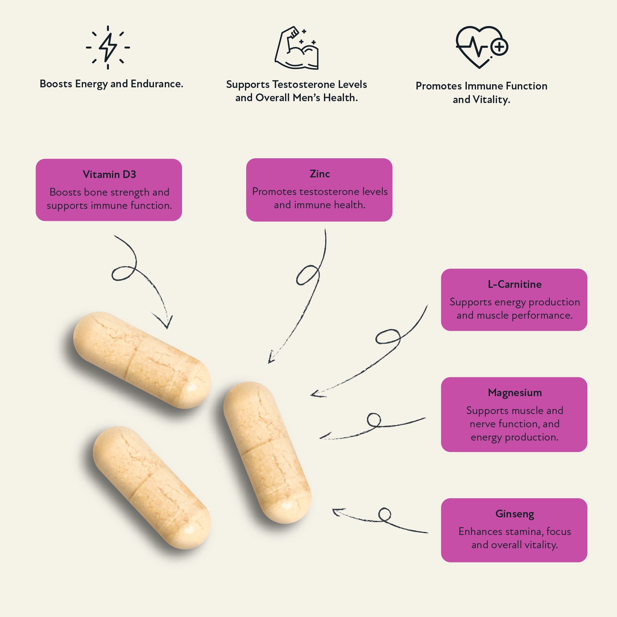 Supplement facts for Alpha Men male fertility supplement by The Vitamins Co