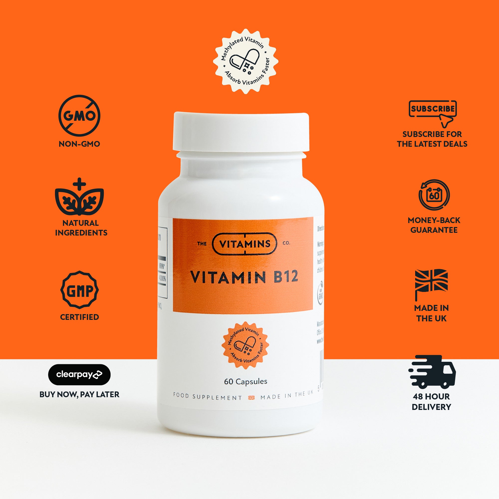 Supplement facts label for Vitamin B12 by The Vitamins Co
